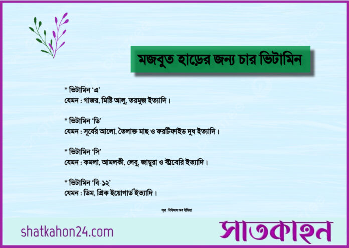 মজবুত হাড়ের জন্য চার ভিটামিন