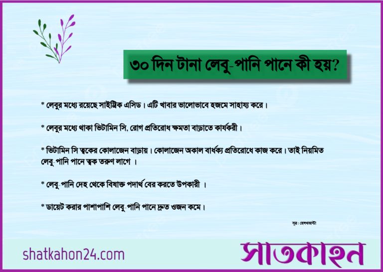৩০ দিন টানা লেবু-পানি পানে কী হয়?